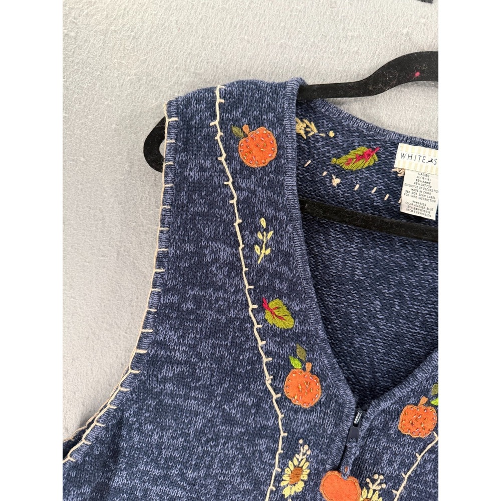 Vtg White Stag Sweater Vest Womens Xl 16/18 Scarecrow Pumpkin Beaded Whimsical - Picture 3 of 16
